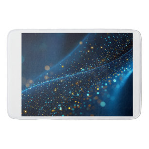 Blue Nebula and Glowing Golden Sparks Fleece Blank Bath Mat