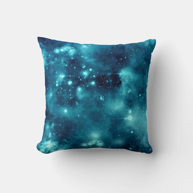 Blue Nebula Astronomy Space Galaxy Pillow (Front)