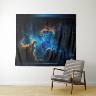 Blue Nebula Clouds AI Concept Art by Xzendor7 Tapestry