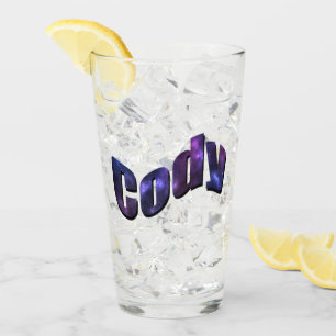 Blue Nebula Cody Name Logo, Glass
