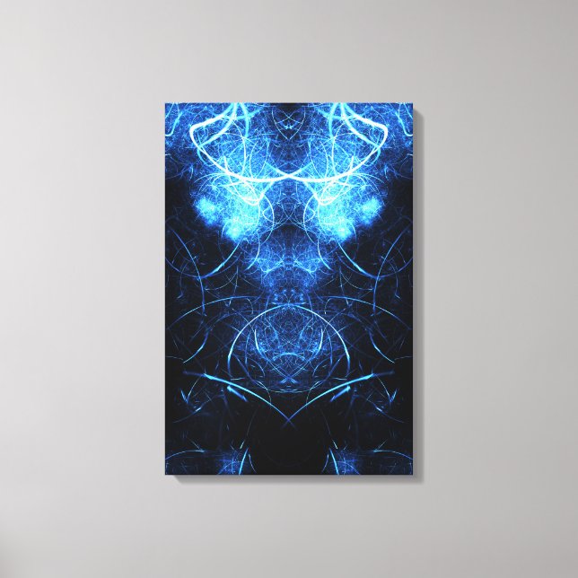 Blue Nebula Energy Fractal Art Canvas Print (Front)