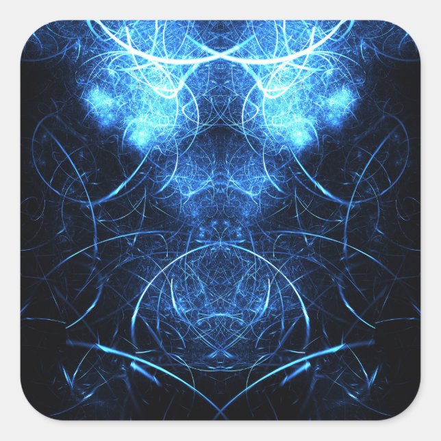 Blue Nebula Energy Fractal Art Square Sticker (Front)