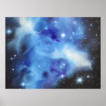 Blue Nebula Horizontal Space Poster