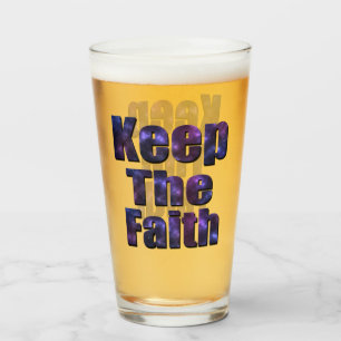 Blue Nebula Keep The Faith Logo, Glass
