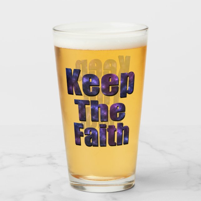 Blue Nebula Keep The Faith Logo, Glass (Back Filled)