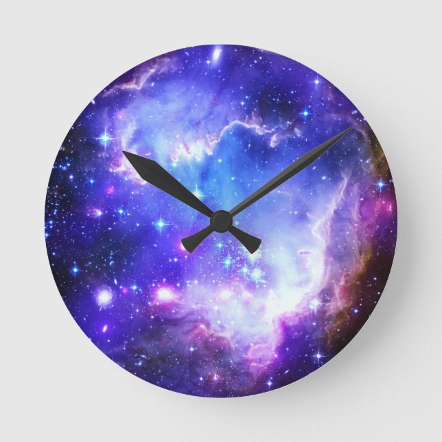 Blue Nebula Round Clock (Front)