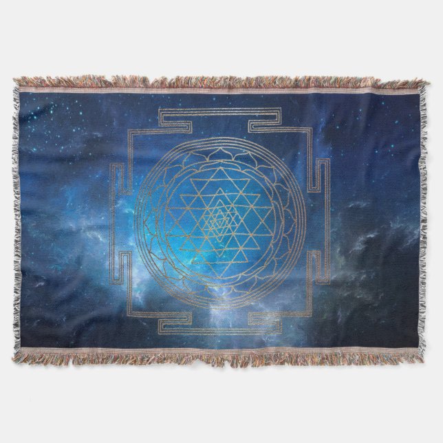 Blue Nebula Sri Yantra - Blanket (Front)