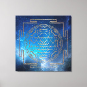 Blue Nebula Sri Yantra - Wrapped Canvas