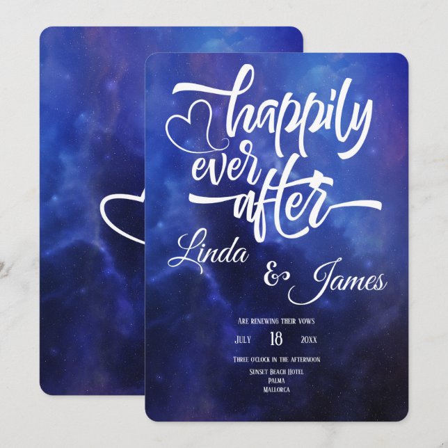 Blue Nebula Typography Invitation (Front/Back)