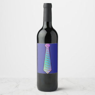 Blue Necktie Design Wine Label