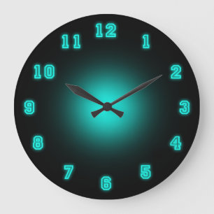Blue Neon 10.75" Large Clock