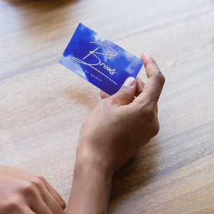 Blue Neon Brows Script  Business Card