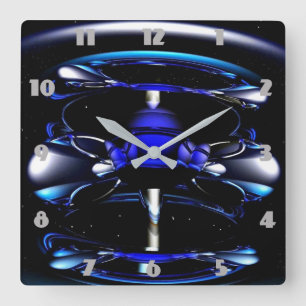 blue neon clock