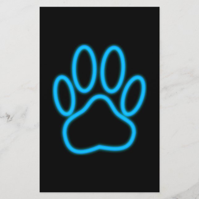 Blue Neon Dog Paw Print (Front)