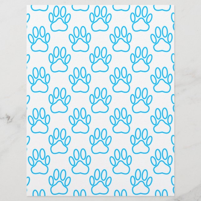 Blue Neon Dog Paw Print Pattern (Front)
