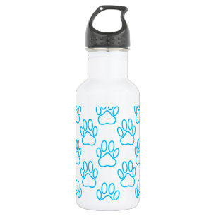 Blue Neon Dog Paw Print Pattern 532 Ml Water Bottle