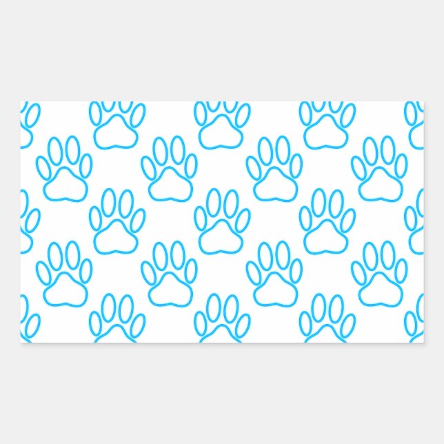 Blue Neon Dog Paw Print Pattern Sticker (Front)