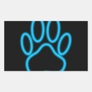 Blue Neon Dog Paw Print Sticker