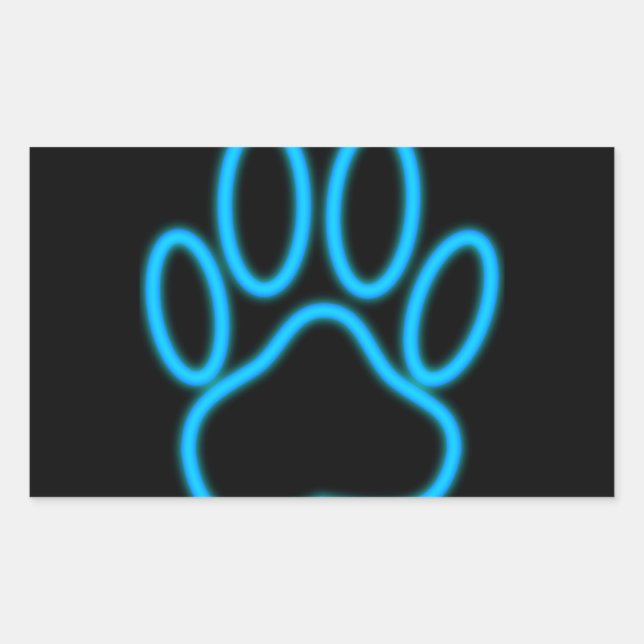 Blue Neon Dog Paw Print Sticker (Front)