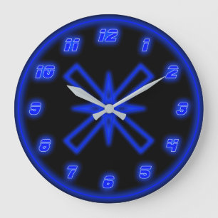 Blue Neon (Effect) Large Clock