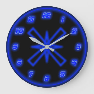 Blue Neon (Effect) Large Clock