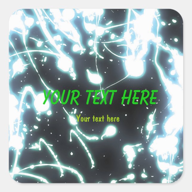 blue neon glow stick party sticker label (Front)