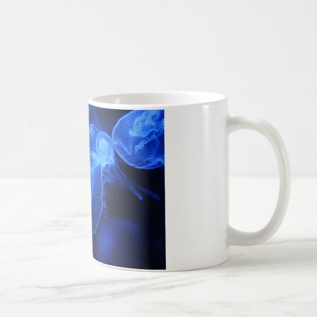 Blue Neon Jellyfish Coffee Mug (Right)