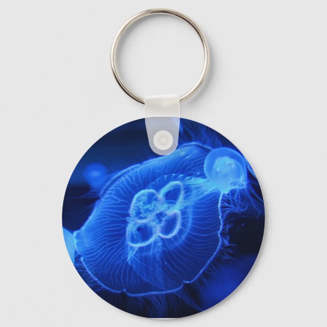 Blue Neon Jellyfish Keychain (Front)