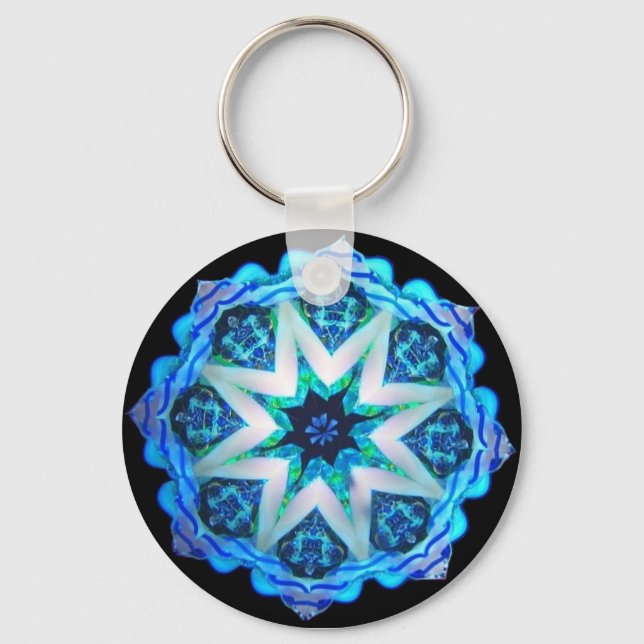 Blue Neon Kaleido-Star Keychain (Front)
