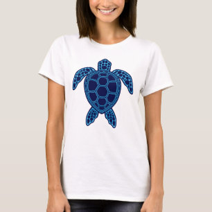 Blue Neon Lava Sea Turtle Symmetrical Design T-Shirt