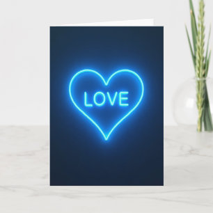 Blue Neon Love Card