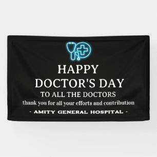Blue Neon National or International Doctors Day  Banner