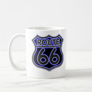 Blue Neon Route 66 Mug