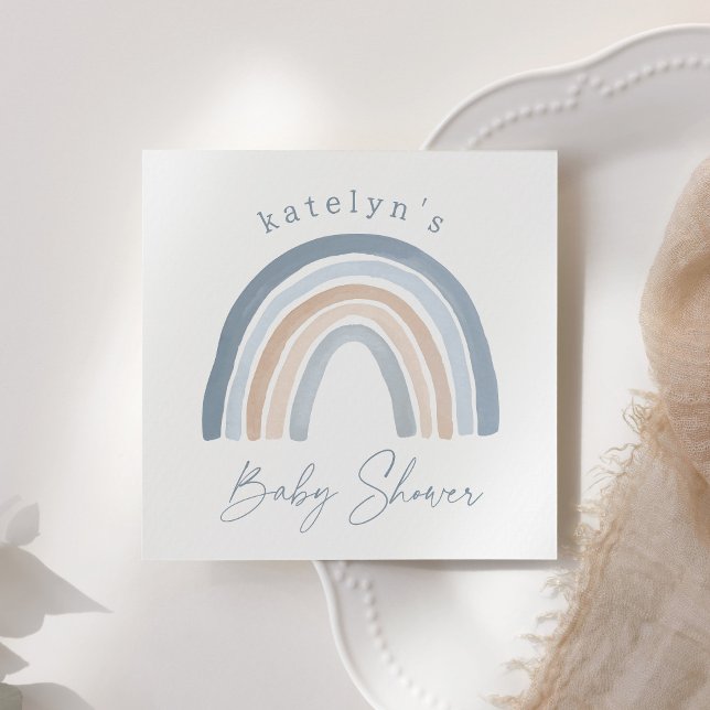 Blue Neutral Boho Rainbow Baby Shower Napkin (Creator Uploaded)