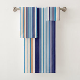 Blue Neutral Stripes  Bath Towel Set