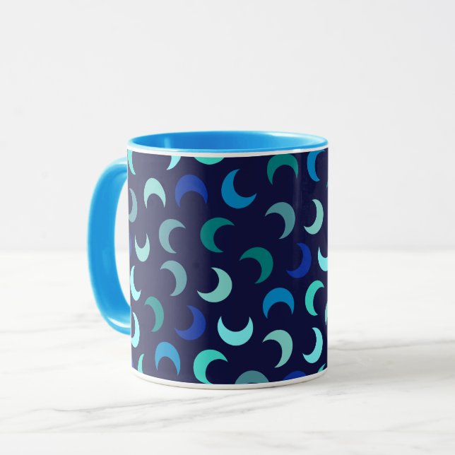 Blue New Moon Pattern Mug (Front Left)
