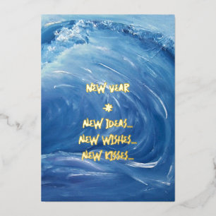Blue new year, ideas, wishes, kisses