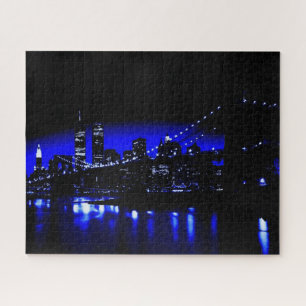 Blue New York City Night Jigsaw Puzzle
