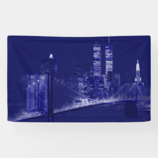Blue New York City Night Pop Art Banner