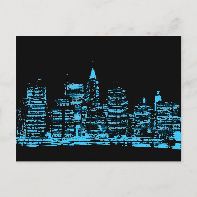 Blue New York City Night Postcard (Front)