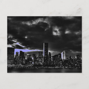 Blue New York City Night Postcard