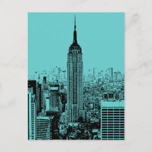 Blue New York City Night Postcard