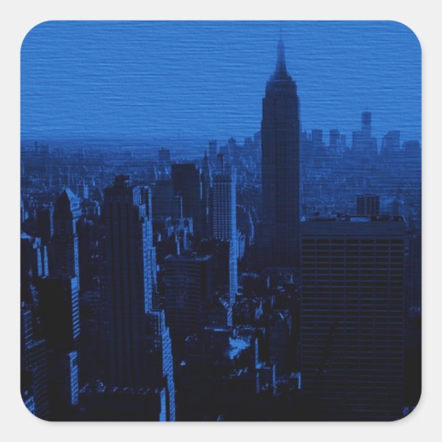 Blue New York City Night Square Sticker (Front)