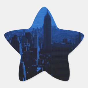 Blue New York City Night Star Sticker