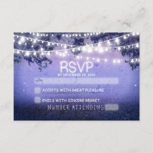blue night & lanterns rustic wedding RSVP Card