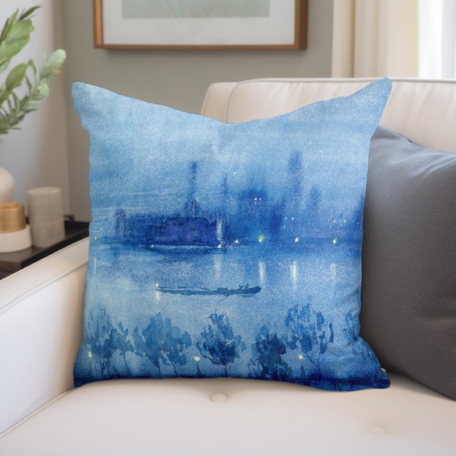 Blue Night, London | Joseph Pennell Throw Pillow (Creator Uploaded)
