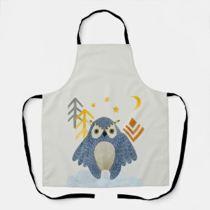 Blue night owl in the forest apron