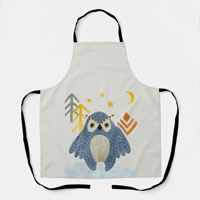Blue night owl in the forest apron (Front)