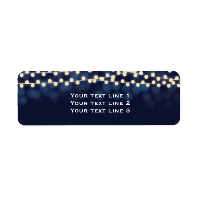 Blue Night Sky String Lights Chic Wedding Labels (Front)