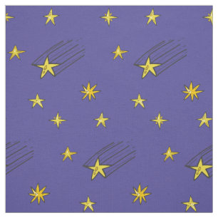 Blue Night Sky With Shooting Star Fabric by Yard
